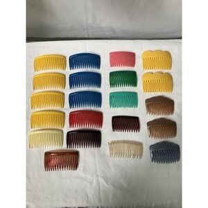Vintage Lot of 21 Colored Side Hair Comb Clips Plastic Clips Retro 80's 90's